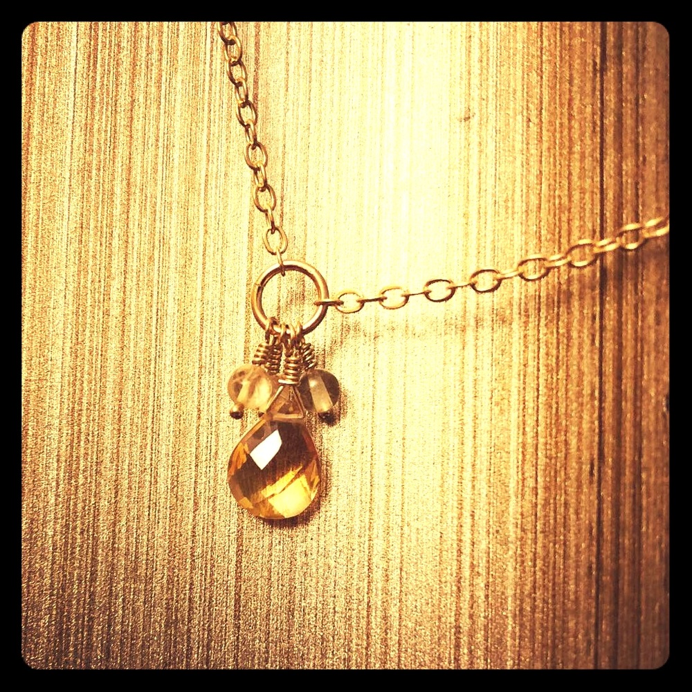 Faceted Citrine Drop Necklace